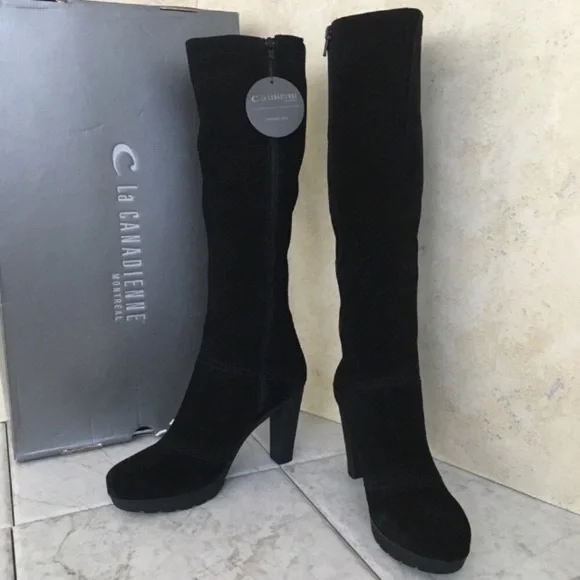 La Canadienne Black Suede Waterproof Boots Women’s Size 9.5 Medium